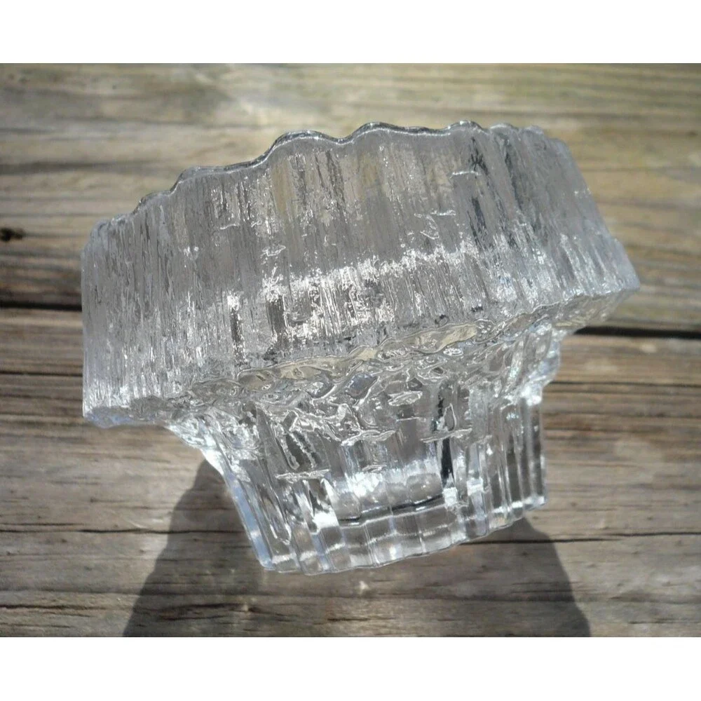 1970's iittala Stellaria Votive Tealight Candleholder Ice Cut Finland - Picture 3 of 4